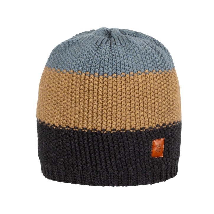 Beanie Wolle Seide 3 farbig anthrazit