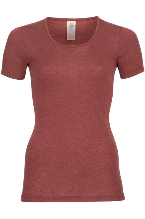 Damen shirt kurzarm Wolle Seide kupfer