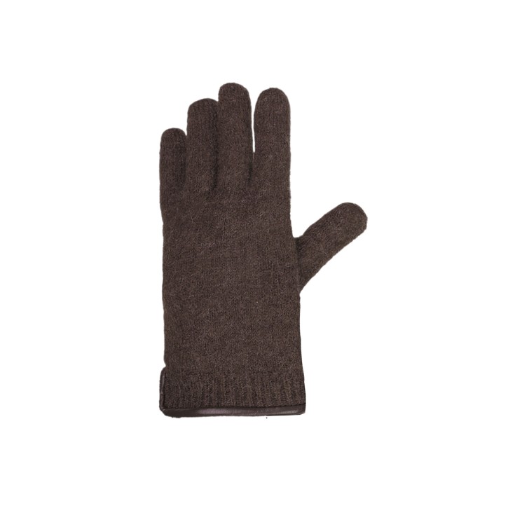 Erwachsenen Finger Handschuhe mit Lederbesatz mokka
