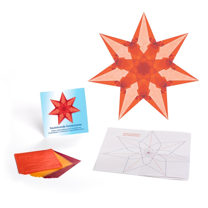 Faszinierende Fenstersterne - Set 1 karminrot, sonnengelb, orange