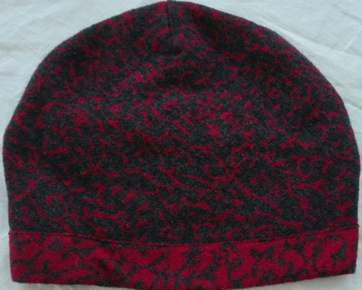Beanie floral anthrazit rot
