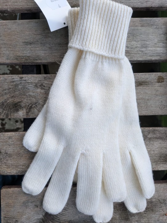 Merino Strick Handschuh naturweiss