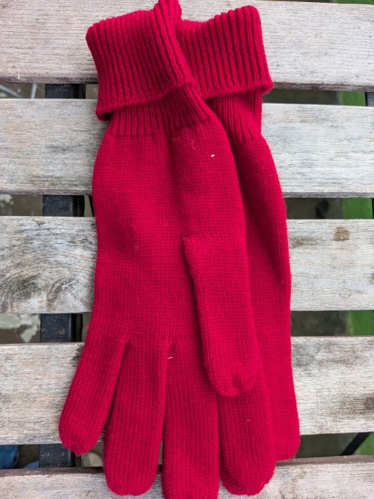Merino Strick Handschuh rot