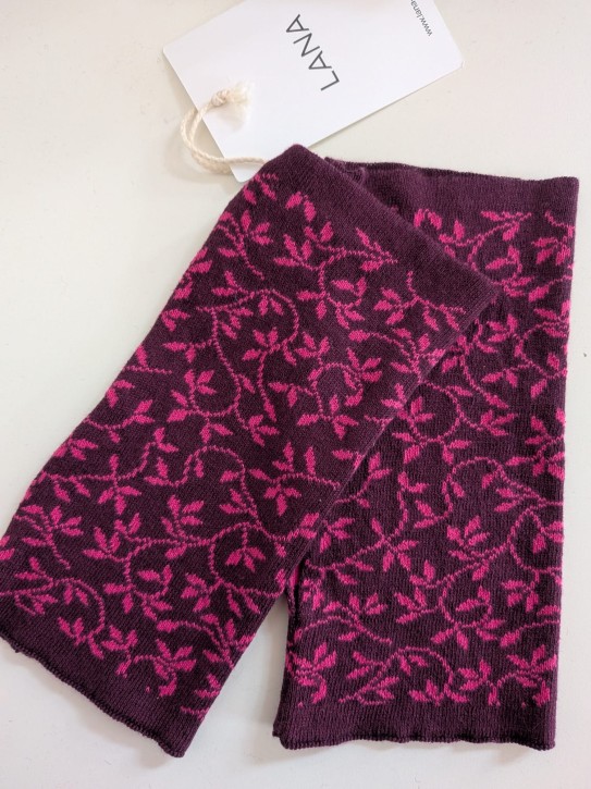 Pulswärmer mit Daumenloch Blumenranke pflaume pink