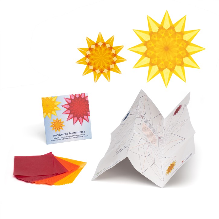 Wundervolle Fenstersterne - klassisch Set 1 karminrot, sonnengelb, orange