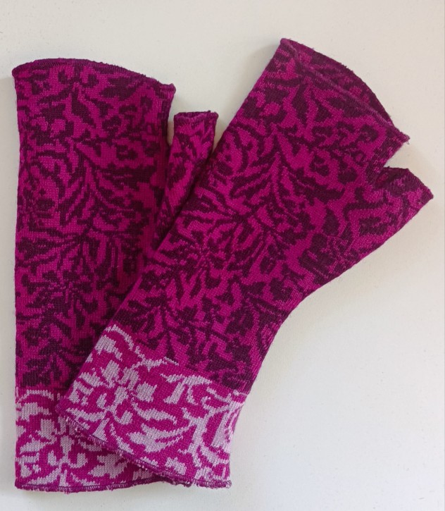 Daumenstulpen floral pink/ rose/ dark pink