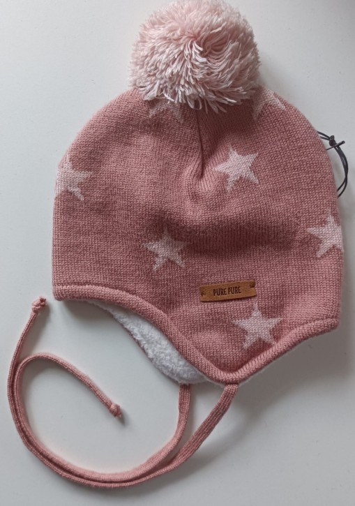 Baby Bindenmütze Sterne rose 43/45