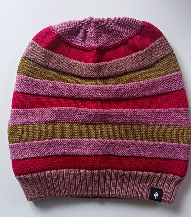 Beanie gestreift rose pink beige rosa