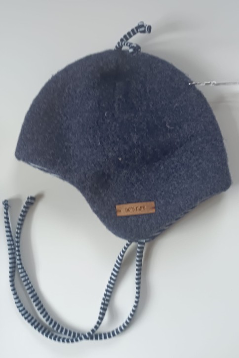 Baby Binde Mütze blau weiss Größe 45