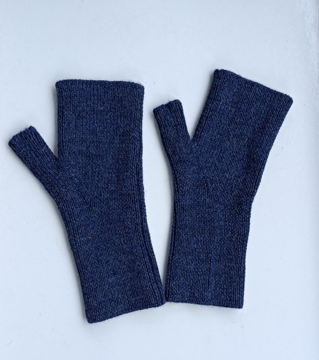 Halbhandschuh offen mit Daumen/ Pulswärmer mit Daumen 25 beige meliert