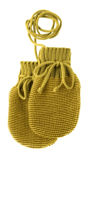Baby Strick Handschuhe curry gold