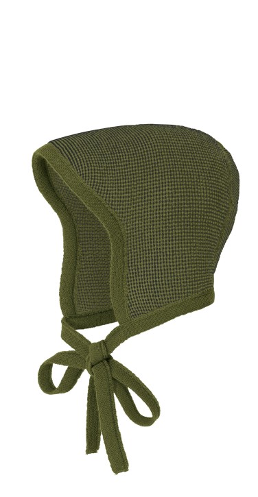 Baby Strickhäubchen oliv anthrazit 1