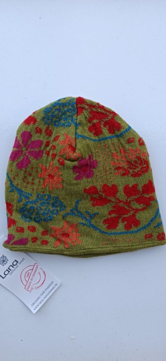 Mütze mit floralem Muster grün
