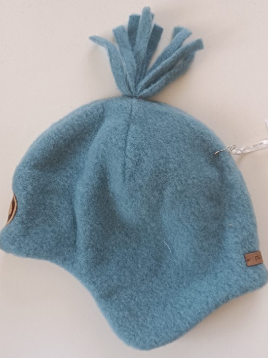 Inka Puschel Mütze bleu mit geringeltem Innenfutter
