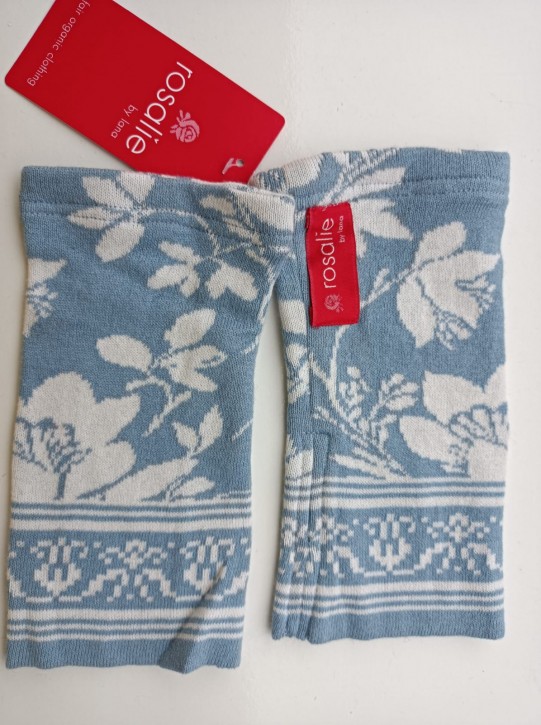 Pulswärmer floral aus Baumwolle dusty blue