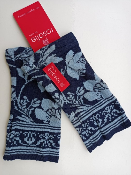 Pulswärmer floral aus Baumwolle maritime blue