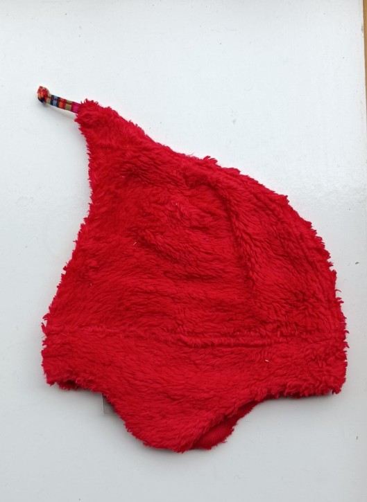 Plüsch Zipfelmütze rot mit geringeltem Band