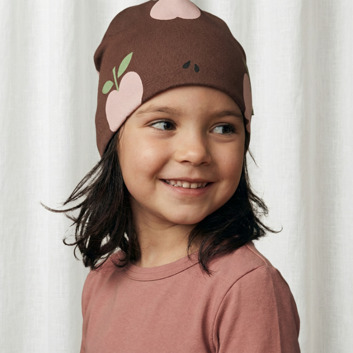 Beanie Mütze gefüttert rosa Apfel apple