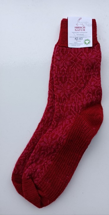 warme Norwegersocke / auch als Hausschuhersatz pink mohn
