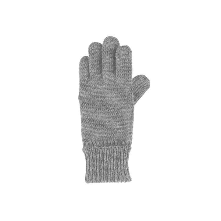 Finger Strick Handschuh Merino grau melange