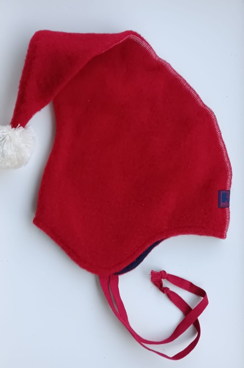 Lange Zipfelmütze Wollfleece rot 46