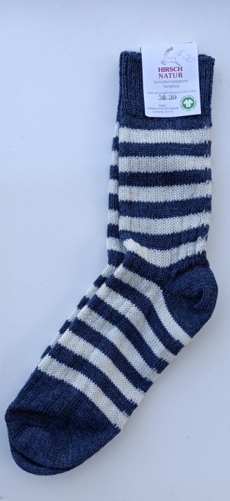 Ringelsocken wie handgestrickt jeansblau natur