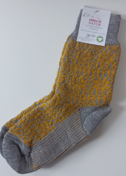 Warme Norwegersocke / auch als Hausschuhersatz curry grau