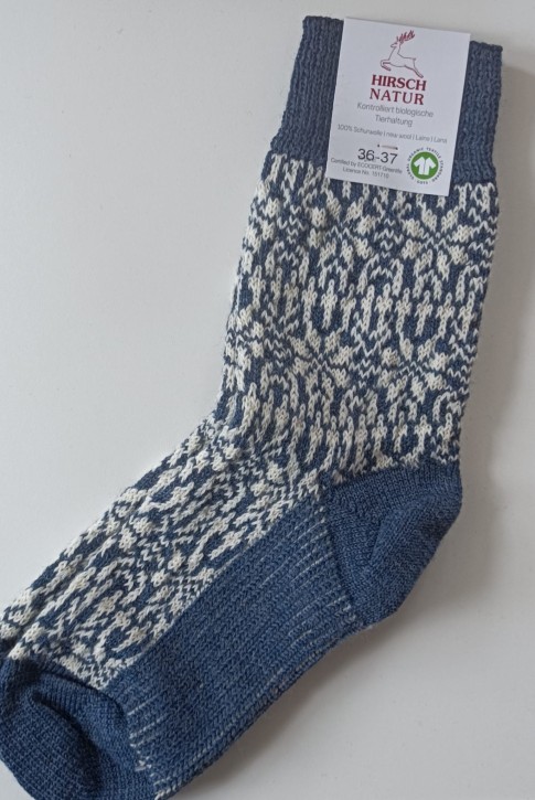 Warme Norwegersocke / auch als Hausschuhersatz jeans natur