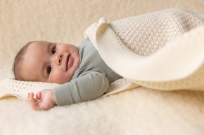 Waben Strick Decke natur