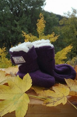 Puschen aus Wolle mit Plüschfutter