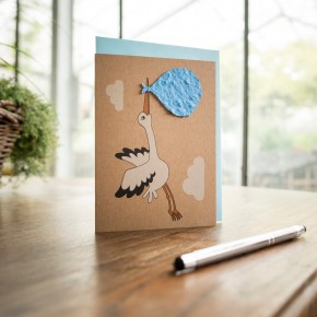 Storch Geburt blau