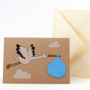 Storch Geburt blau