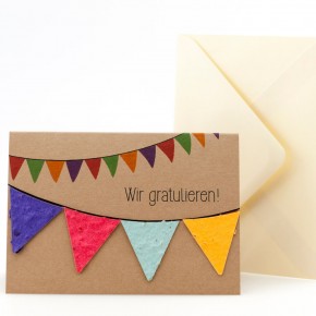 Wimpel -  Wir gratulieren gelb