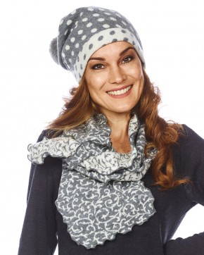 Beanie Tupfen anthrazit rot E